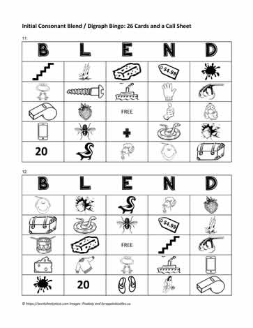 Digraph and Blend Bingo Cards 11-12